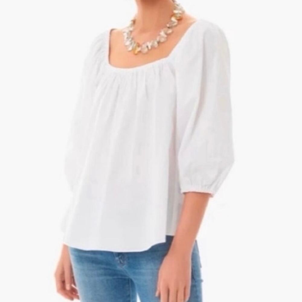 Tuckernuck White Square-Neck Puff Sleeve Blouse